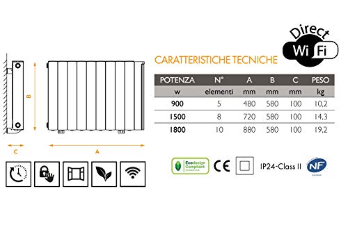 Radiatore elettrico con Controllo Wifi Telica WIFI...