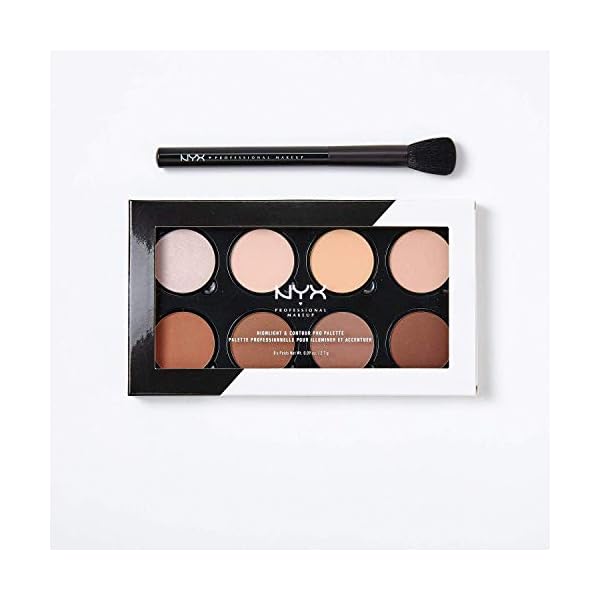 NYX Professional Makeup Contouring Set, 2-teilig, Highlight- und Contour Pro-Palette mit Pro-Konturpinsel, 8…
