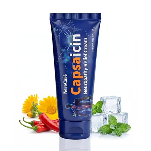 NeroCare Neuropathy Relief Cream Nerve Cream with Capsaicin Arnica Menthol Fast Absorbing Formula for Feet Hands Legs and Waist Improve Joint Discomfort Increase Mobility 100g