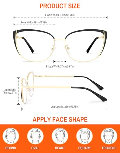 Image of Blue Light Blocking Glasses Women Anti Eyestrain Computer Cat Eye Eyeglasses Cat Eye Clear Frame