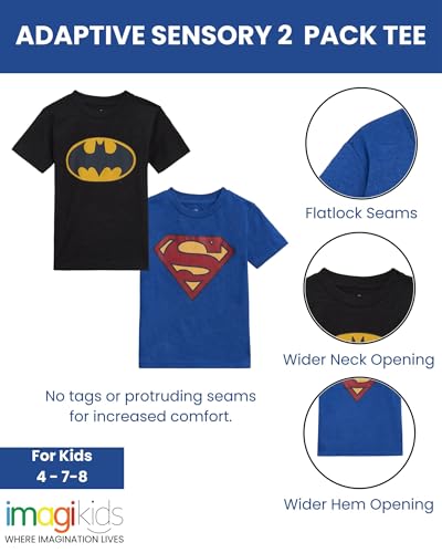 DC Comics Justice League 2 Pack Adaptive T-Shirts Sensory Friendly Little Kid Sizes (4-7-8) - Image 5