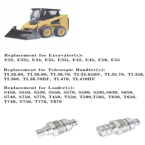 Image of kimllier 7246802 7246799 1 /2 Hydraulic Male & Female Flat Face Quick Connect Coupler Set 48mm Thread Diameter Compatible with Skid Steer Loader