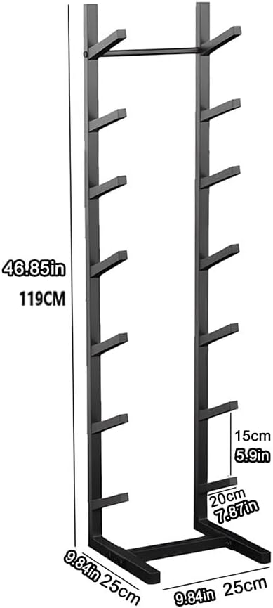 GZHERVICES Black Floor-Standing Skateboard Organizer Holder Rack, Longboard/Snowboard Display Storage Rack, Standing for Skis/Skateboards/Scooter, for Home, Room, Garage, Gym(Black-A,25X25X119 CM)