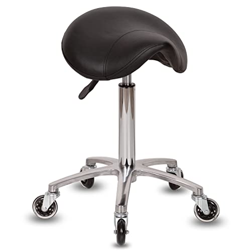 Staboos Rollhocker bis 160 kg - Sattelsitz mit Gel Polster - Praxishocker (Premium Rollen) Drehhocker höhenverstellbar (55 cm bis 75 cm) Cover
