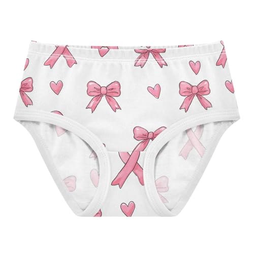 Wusikd Pink Ribbon Bow Heart (4) Girls' Underwear Cotton Girls Briefs Soft Toddler Underwear 2T