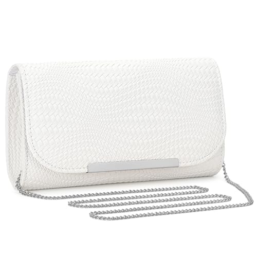 BAIGIO Sac de Soirée pour Femme Élégante Cuir PU Sac à main pour Fête de Mariage Pochettes et Clutches, Adapté pour Fête Mariage Banquet (#1-blanc)