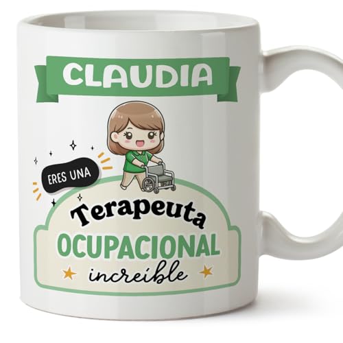 MUGFFINS Tazas Personalizadas para TERAPEUTA OCUPACIONAL mujer - En Español - Eres increíble - Kawaii - 11 oz / 330 ml - Regalo Personalizable original y divertido