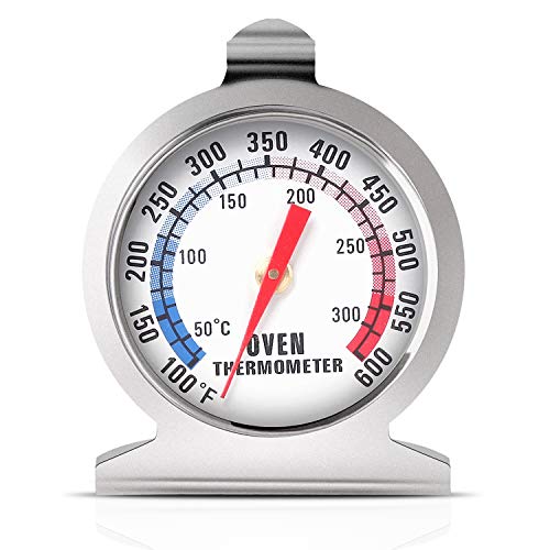 Oven Thermometer 50-300°C/100-600°F, Oven Grill Fry Chef Smoker Thermometer Instant Read Stainless Steel