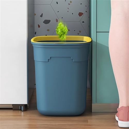 Caneca de basura cuadrada para hogar sin tapa, plástico azul, tamaño M miniatura 4