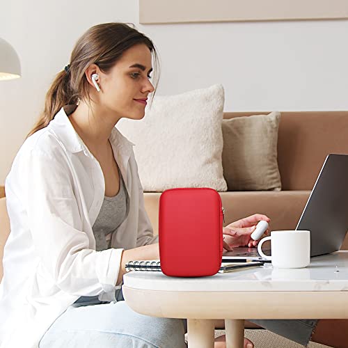 Hard Drive Carrying Case Storage Organizer Bag Multi-Purpose Universal Carry Pouch Compatible with Western Digital WD Elements Seagate, 2.5’’ EVA Shockproof Travel Case (Red) - Thumbnail 7