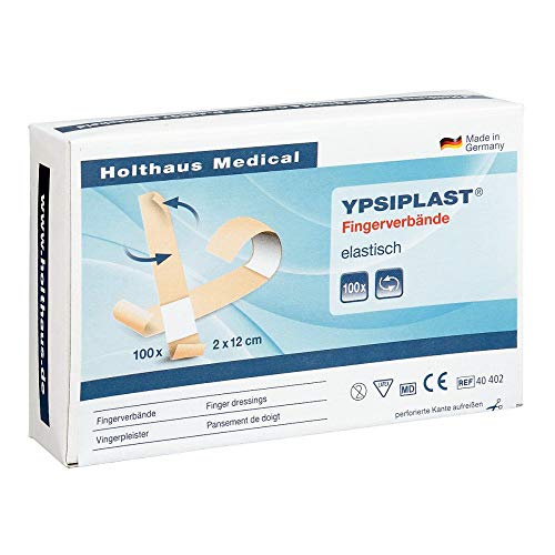 YPSIPLAST Elastic Finger Plasters, Light Skin Coloured, 2 x 12 cm (Pack of 100)