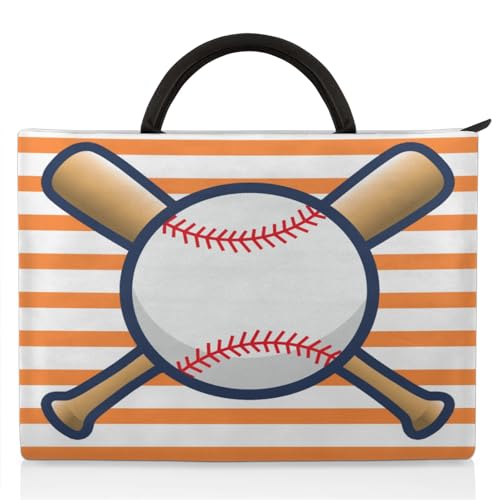 Striped Baseball Laptop Sleeve with Handle Waterproof Computer Carrying Case