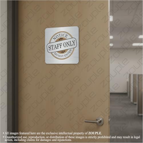Image of STAFF ONLY Sign, 8x8 Inch, Durable Steel, Dual Mount