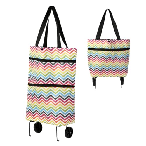 LUDHEP Sac de courses pliable avec roulettes, 2 en 1 Sac en Oxford Caddie, Chariot de courses pliable multifonction, pour Un Rangement Facile, pour la cuisine,...