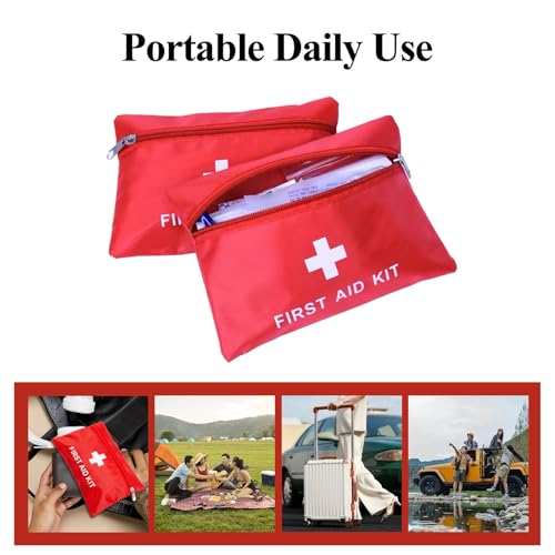 Image of First Aid Bag Empty,Mini First Aid Pouch Empty,Mini First Aid Kit Bulk,Zipper Pouches for Emergency,Travel and Outdoor (Red 6 Pack, 4.3 * 6.3 inch)