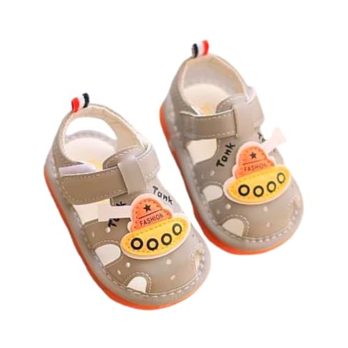Squeaky Sandals Anti-Slip Rubber Sole Toddler First Walkers Shoes For Boys Girls（grey/Beige/Pink,Sole Length 11.5~13.5cm）