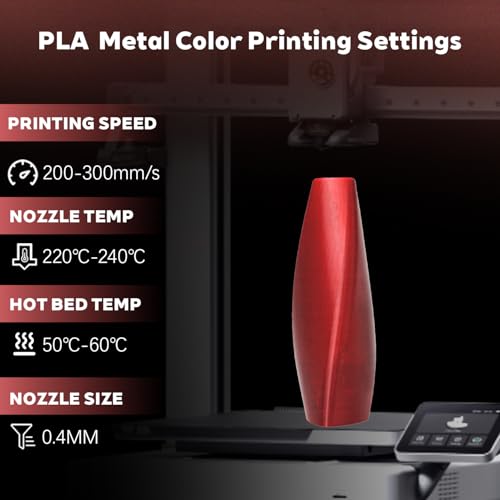 Image of Metal Abyssal Red PLA 1.75mm 1kg Shiny Smooth Metallic 3D Filaments Spool | Metallic finish Shiny Smooth surface High intensity Beginner friendly No tangle 1kg spools 2.2lbs for Printer Bambu Prusa