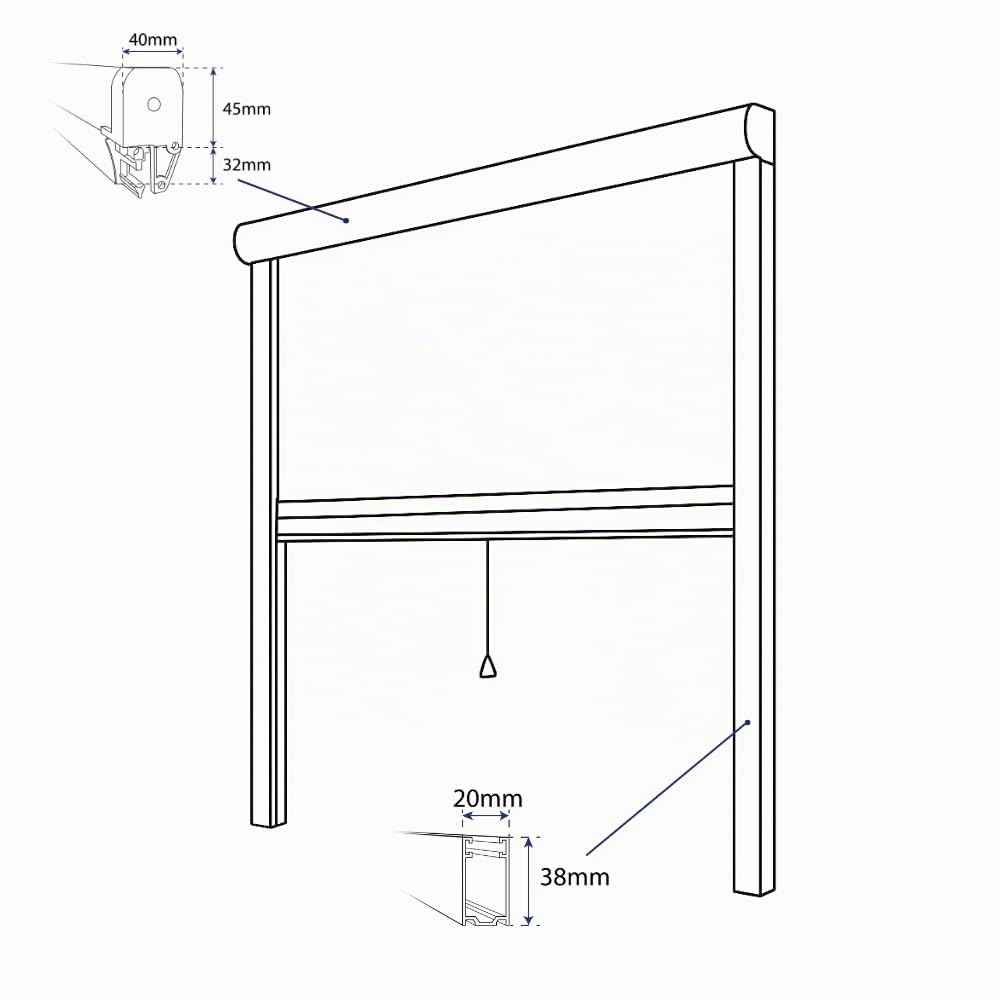 Mosquitera Enrollable Ventana de PVC Ajustable (2, Anch. 1300mm x Alt. 1600mm)