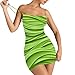 Women's Sexy Bodycon Dress Solid Ruched Short Backless Spaghetti Strap Tight Cocktail Dresses Hawaiian Mini Party Club Dress Grass Green