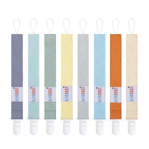 Image of ALVABABY Pacifier Clips for Neutral Boys Girls 8 Packs Pacifier Binky Paci Holder Leashes for Baby Teethers