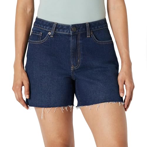 Amazon Essentials Womens Low-Stretch Mid-Rise Regular-Fit Denim Shorts Dark Midnight Wash 16