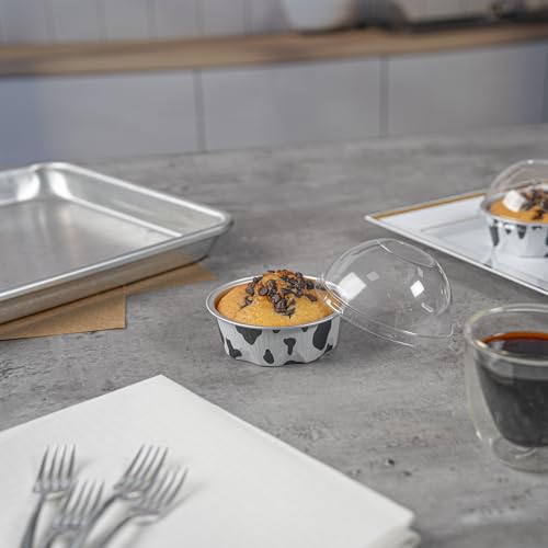 Tazas redondas para hornear con tapas herméticas que protegen tus postres elegantes de 3.4oz 8