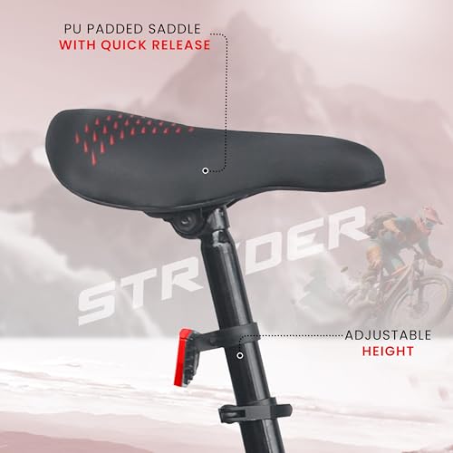 Image of Stryder 26T Krueger 21S Gear Mountain Cycle (Black-Teal Green) - 21-Speed | Front Suspension | Dual Disc Brakes | Steel Frame | Double Wall Alloy Rims | Unisex MTB Bicycle (Black::Red)