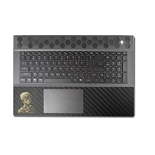 Image of MightySkins Carbon Fiber Skin Compatible with Alienware M18 R1 (2023) Full Wrap Kit - Skull with Cigarette | Protective Durable Textured Carbon Fiber Finish | Easy to Apply | Made in The USA