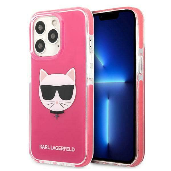 Karl Lagerfeld KLHCP13LTPECPI Coque de Protection Rigide pour iPhone 13 Pro / 13 6,1" Motif Fuchsia Choupette Head