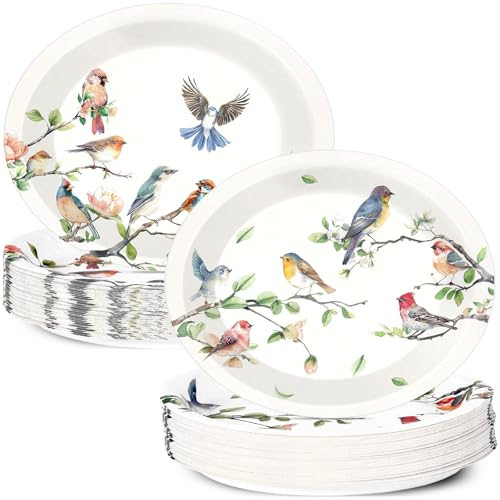 50pcs Bird Oval Paper Plates 11inch Watercolor Spring Bird Floral Paper Plates Vintage Birds Flower Dinnerware Disposable Dinner Dessert Plate for Baby Shower Birthday Wedding Tea Party Supplies 50pcs Bird Oval Paper Plates 11inch Watercolor Spring Bird Floral Paper Plates Vintage Birds Flower Dinnerware Disposable Dinner Dessert Plate for Baby Shower Birthday Wedding Tea Party Supplies