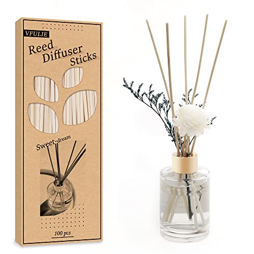 VFULIE 100 Pieces Reed Diffuser Sticks, Natural Wood Rattan Reed Sticks Aroma Diffuser Sticks Replacement for Aroma Fragrance Essential Oil Diffuse (Primary Colour) - Image 2