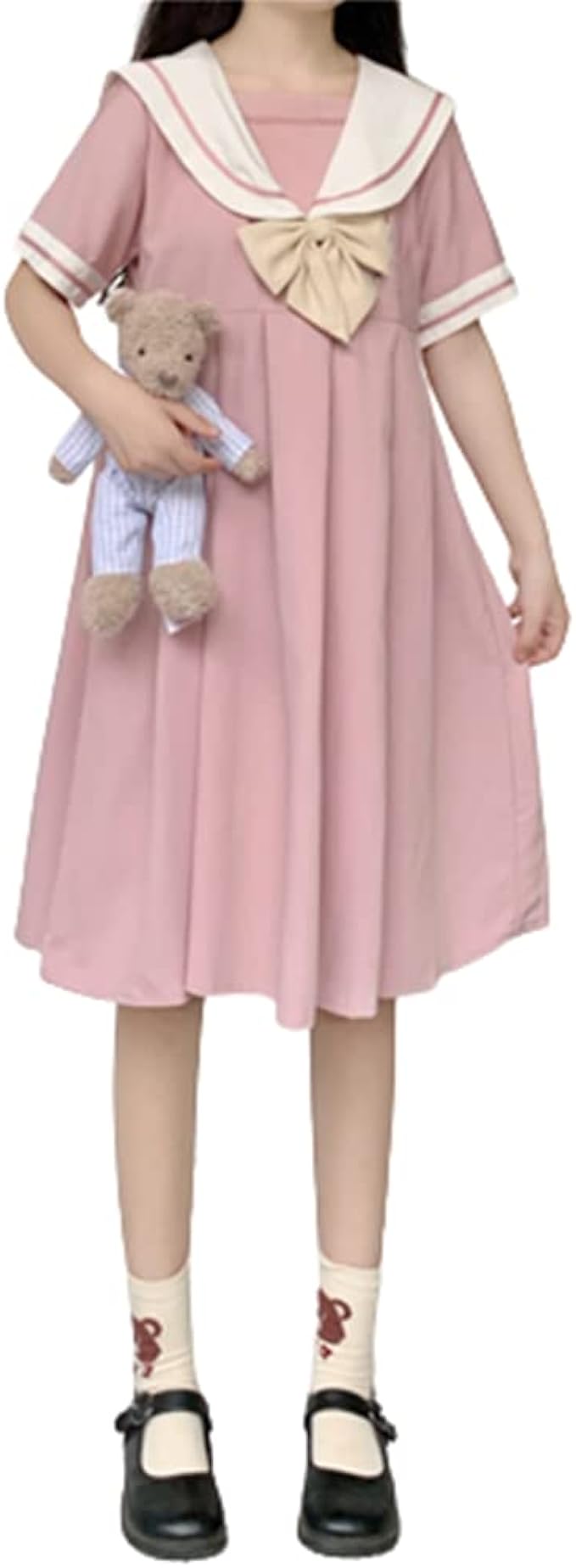 Amazon Co Jp レディース ワンピース 海軍風 半袖 セーラー服 ネクタイ 学生 スクールワンピース Aライン 夏 春 秋 文化祭 学園祭 Jk 制服 学生服 学園風 可愛い 森ガール ロリータ 学園祭 文化祭 仮装 ピンク ホビー