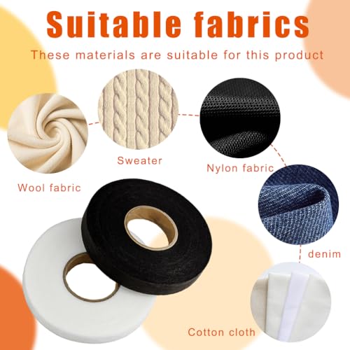140 yards 12 inch iron on hemming tape 2 rolls adhesive no sewing hemming tape stitch witchery tape for crafting projects blackwhite