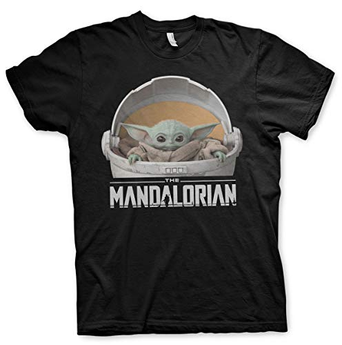 T-shirt Star Wars Mandalorian Baby Yoda noir en taille S pour homme