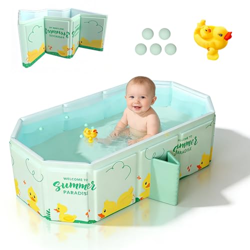 Baignoire Pliable Bébé pour Douche, Bassin De Douche Portable pour Enfants 0-6Ans, avec Bouchon De Vidange,80 * 30 * 45cm
