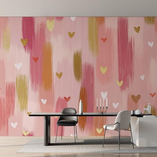 Genérico Papel Pintado Corazón, Papel Pintado pared Dormitorio Chica, Decoracion pared Salon, Fotomurales Tejido no Tejido, 390 x 260 cm K-MZ&1