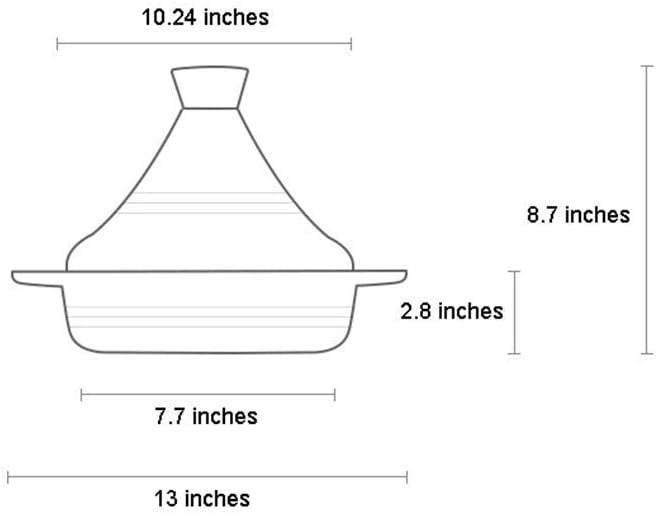 Household Cast Iron Pot Enamel Pot Amphora Pan with Cast Iron Bottom and Stoneware Funnel Lid For All Stove Types, Orange(Orange)