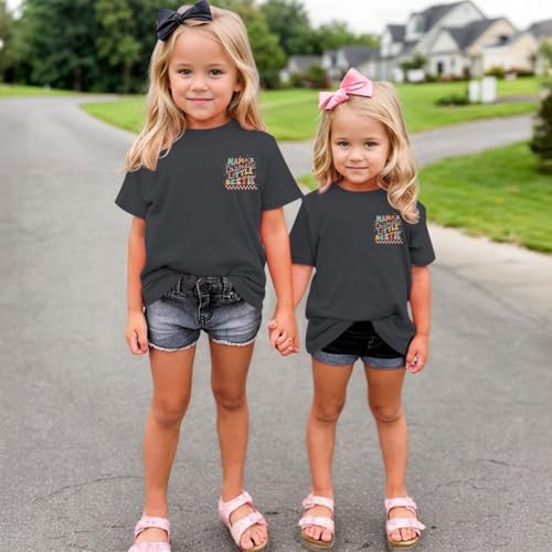 Image of Pairxily Mama's Dramatic Little Bestie Shirts for Girls Best Friend Besties Shirt Cute Graphic Tees Kid Cotton Casual Tops（Deep Gray，110）