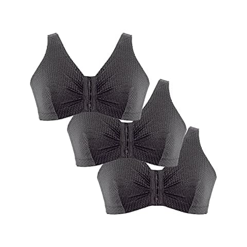 Eden House | Quality | Pack of 3 Bra Cotton Front Fastening Magic Bra | Black Cover