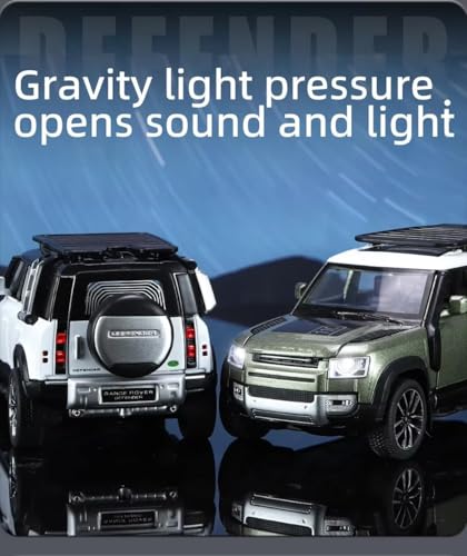 Image of Scale 1:32 Defender Alloy Diecast Pullback Metal Car Toy with Sound Light & Opening Doors - Great Gift Toy for Kids【Colors as Per Stock】