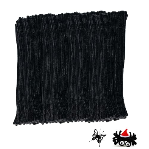 Black Pipe Cleaners for Crafts 200PCS Chenille Stems Craft Supplies Halloween Crafts for Kids DIY Decor Ccrafts for Adults Kids Games Toys for Ages 8-13 Christmas Birthday Gift Craft Sticks