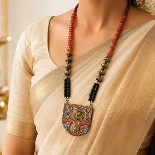 Image of AAKRITI ART CREATIONS Handcrafted Tribal Dhokra Necklace Collection | Royal, Pharaoh & Butterfly-Inspired Artisan Brass Statement Jewelry | Ethnic, Elegant & Artistic Necklaces for Women