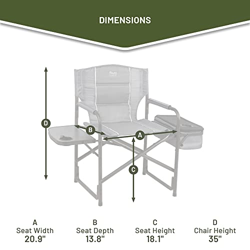 Timber Ridge Lightweight Camping Chair, Portable Laurel Director's Chair With Foldable Side Table, Cooler Bag & Mesh Pocket, Compact Outdoor Folding Lawn Chair, Supports 300Lbs, Grey #TOP7