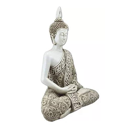 Buda Hindu Tailandês Tibetano Sidarta Em Resina Zen Branco