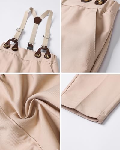 Image of SANGTREE Baby Suits for Boys Gentleman Wedding Outfits Long Sleeve Dress Shirt Suspender Pants Bowtie Boy Clothes Set, 1-6T