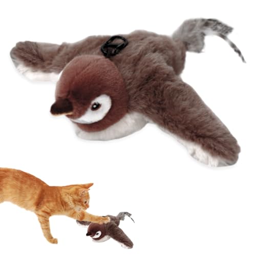 Trywise Giocattolo Interattivo per Gatti - Uccellino Volante con Ali Mobili e Suoni Realistici, Gioco Stimolante per Gatti Adulti e Cuccioli, Ideale per Allenamento Fisico e Mentale