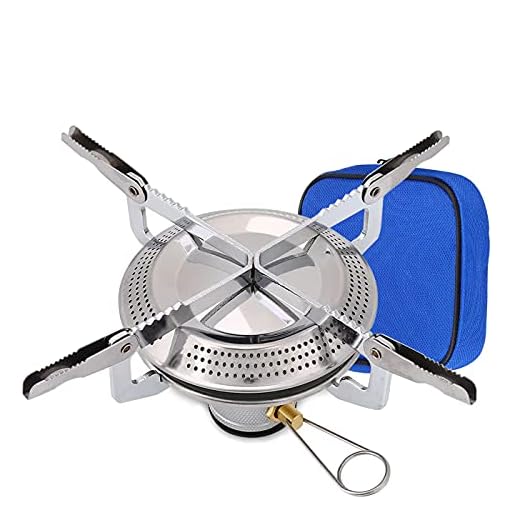 Mini Estufa para Acampar Estufa de Gas Portátil Aleación de Zinc Estufa de Camping,Quemador Plegable Con Bolsa de Almacenamiento,Para Senderismo al Aire libre,Camping