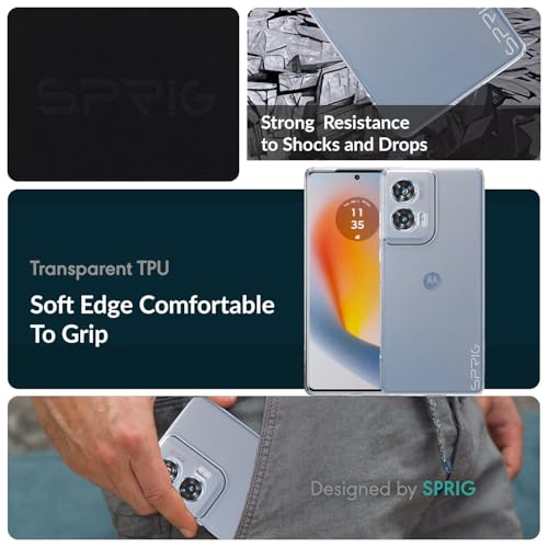 Image of SPRIG Compatible with Moto G96 TPU UV Grade Premiun Back Cover Drop Tested Shock Proof Mobile Case for Men, Women, Boys and Girls with Camera Protection (Transparent)