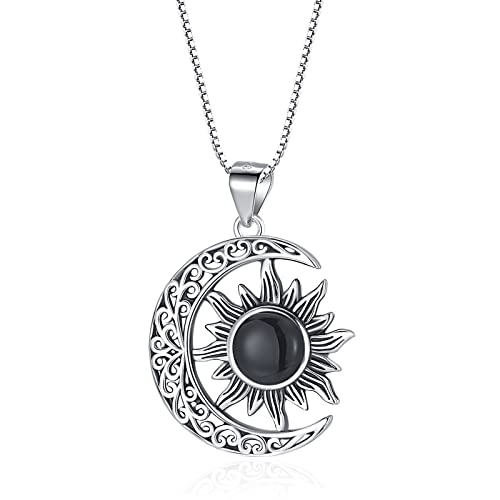 Sterling Silver Sun and Moon/Dragonfly/Compass Necklace Jewelry for Women Girls