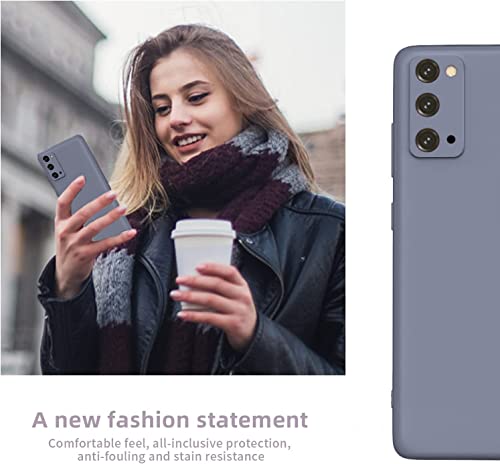 Image of DIZORO Microfiber Candy Case Compatible for Samsung S20 Smooth Touch Cushion Liquid Soft Silicone Gel Rubber Phone Cases Non-Slip Full Body Protective Shockproof Back Cover (Lavender Grey)